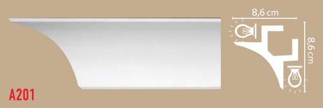 Плинтус потолочный гладкий DECOMASTER A201 (86*86*2000мм)